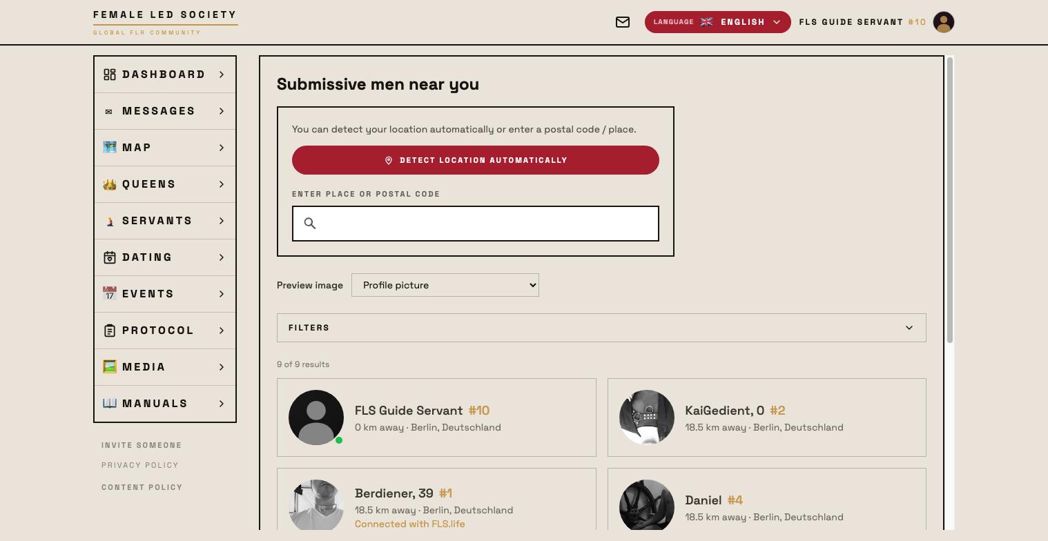 List of submissive men near you