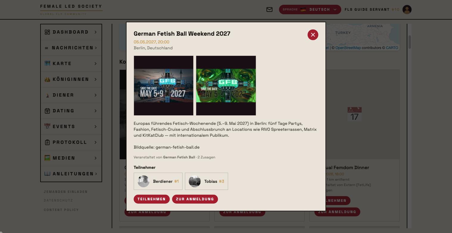 Detailansicht eines Events