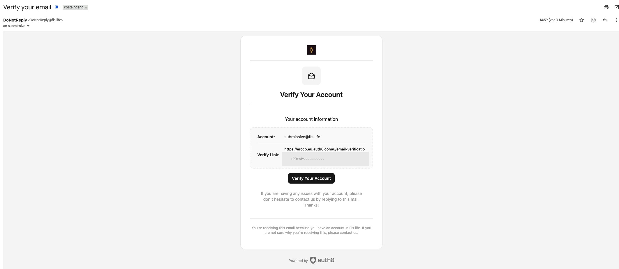 Bestätigungsmail mit Verifizierungslink